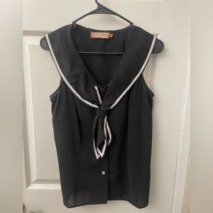 Black and white sailor retro tank top size M